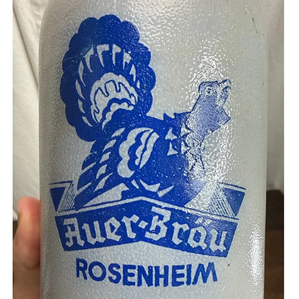 AuerBräu Brewery Rosenheim Germany Vintage Stoneware Beer Stein Man Cave Décor